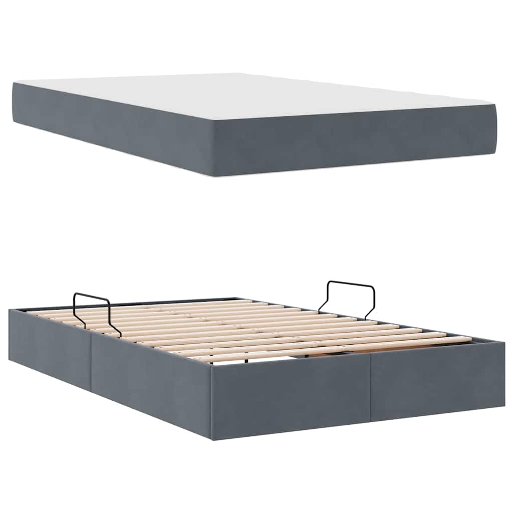 Opbergbed met matras Donkergrijs 120 x 200 cm Fluweel
