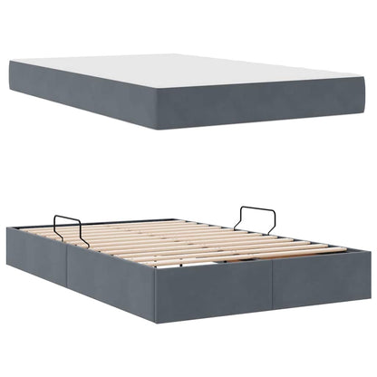 Opbergbed met matras Donkergrijs 120 x 200 cm Fluweel
