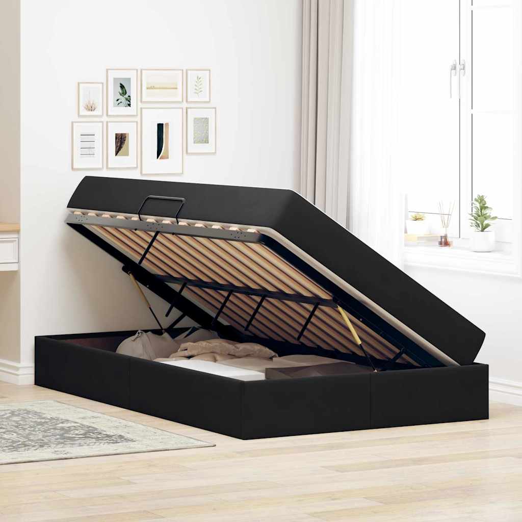 Opbergbed met matras met matras Zwart 120 x 200 cm Fluweel