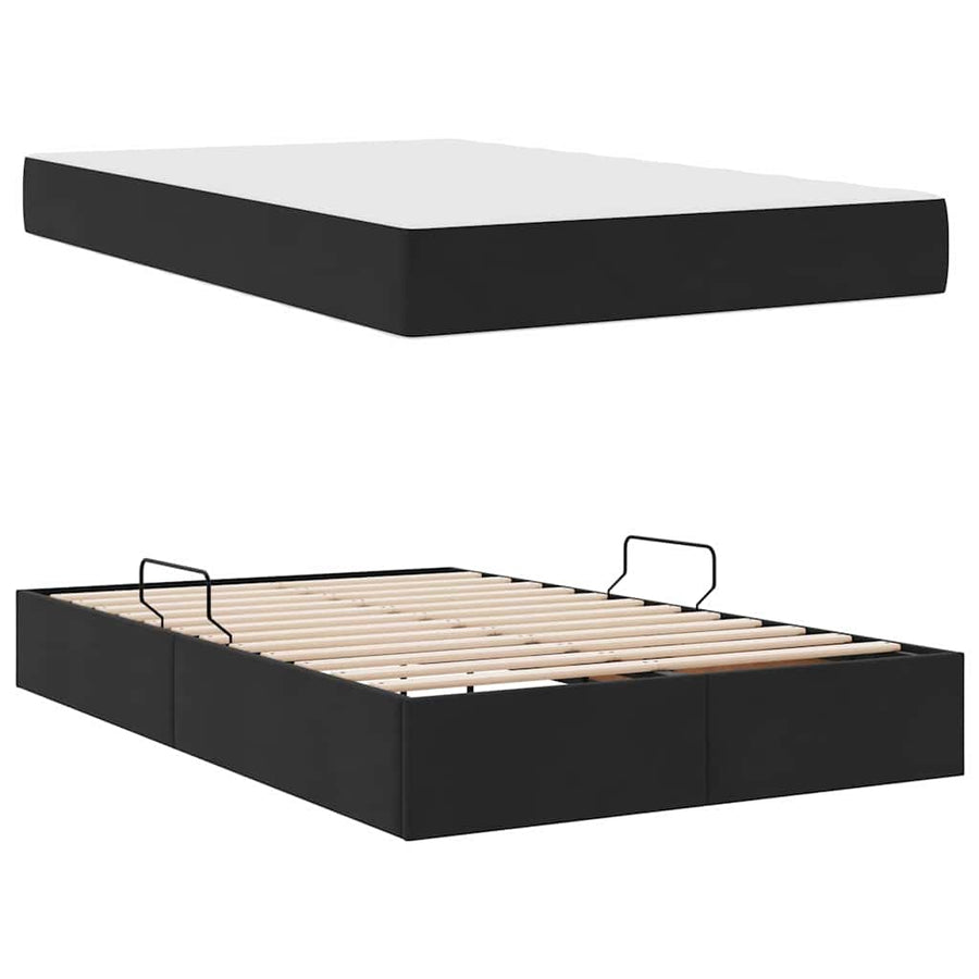 Opbergbed met matras met matras Zwart 120 x 200 cm Fluweel