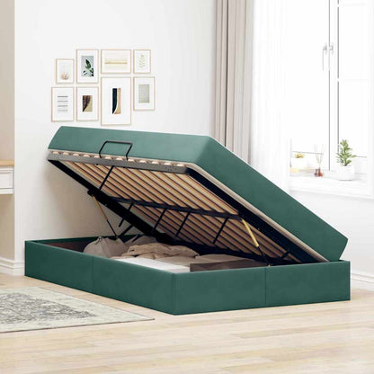 Opbergbed met matras Donkergroen 120 x 200 cm Fluweel