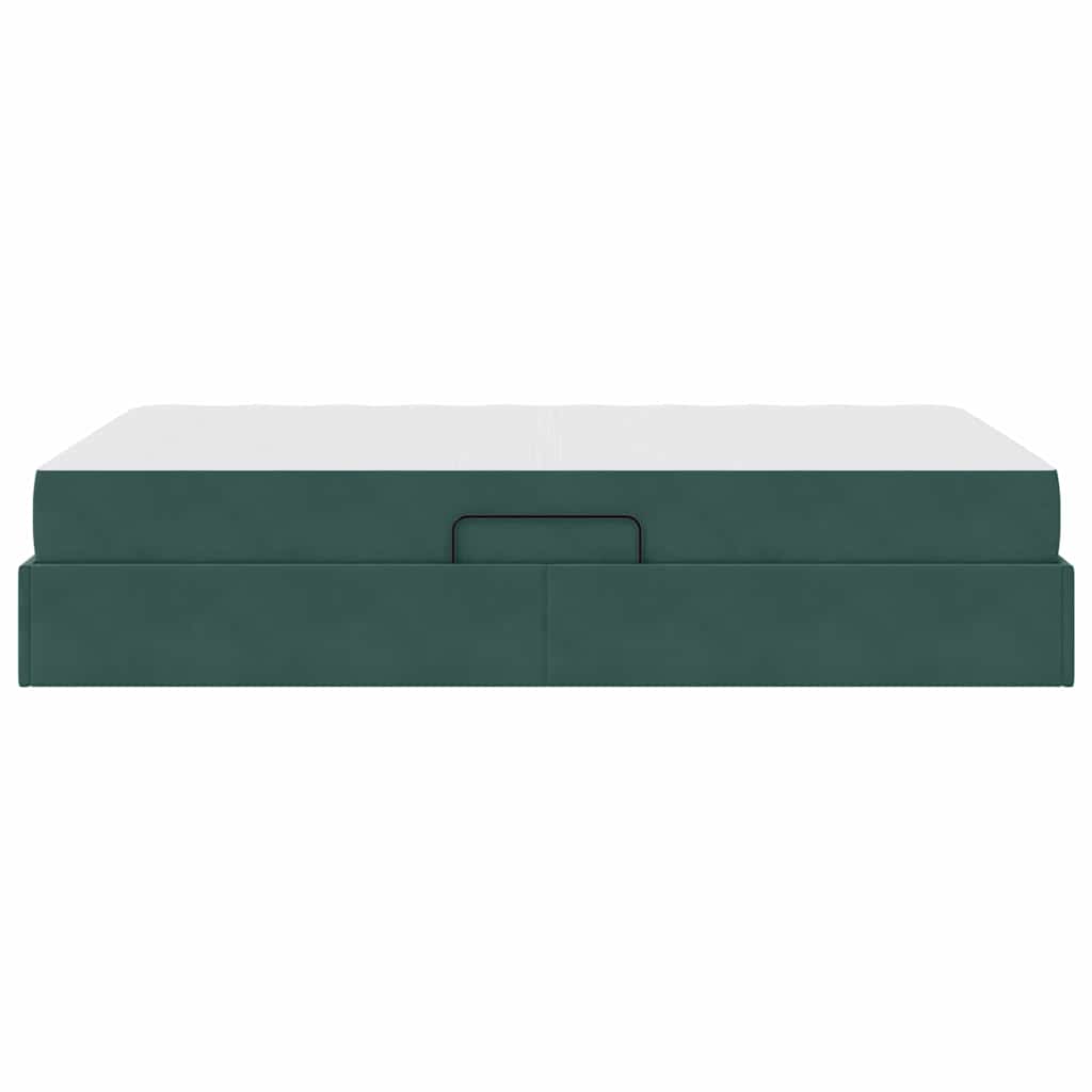 Opbergbed met matras Donkergroen 120 x 200 cm Fluweel