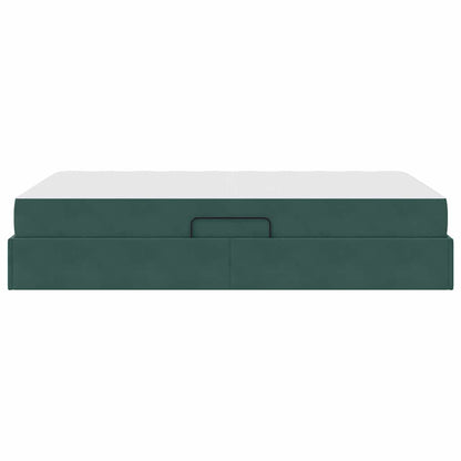 Opbergbed met matras Donkergroen 120 x 200 cm Fluweel