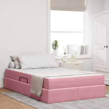 Opbergbed met matras met matras Roze 120 x 200 cm Fluweel