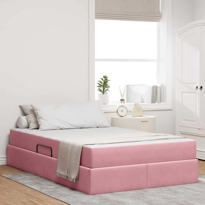 Opbergbed met matras met matras Roze 120 x 200 cm Fluweel