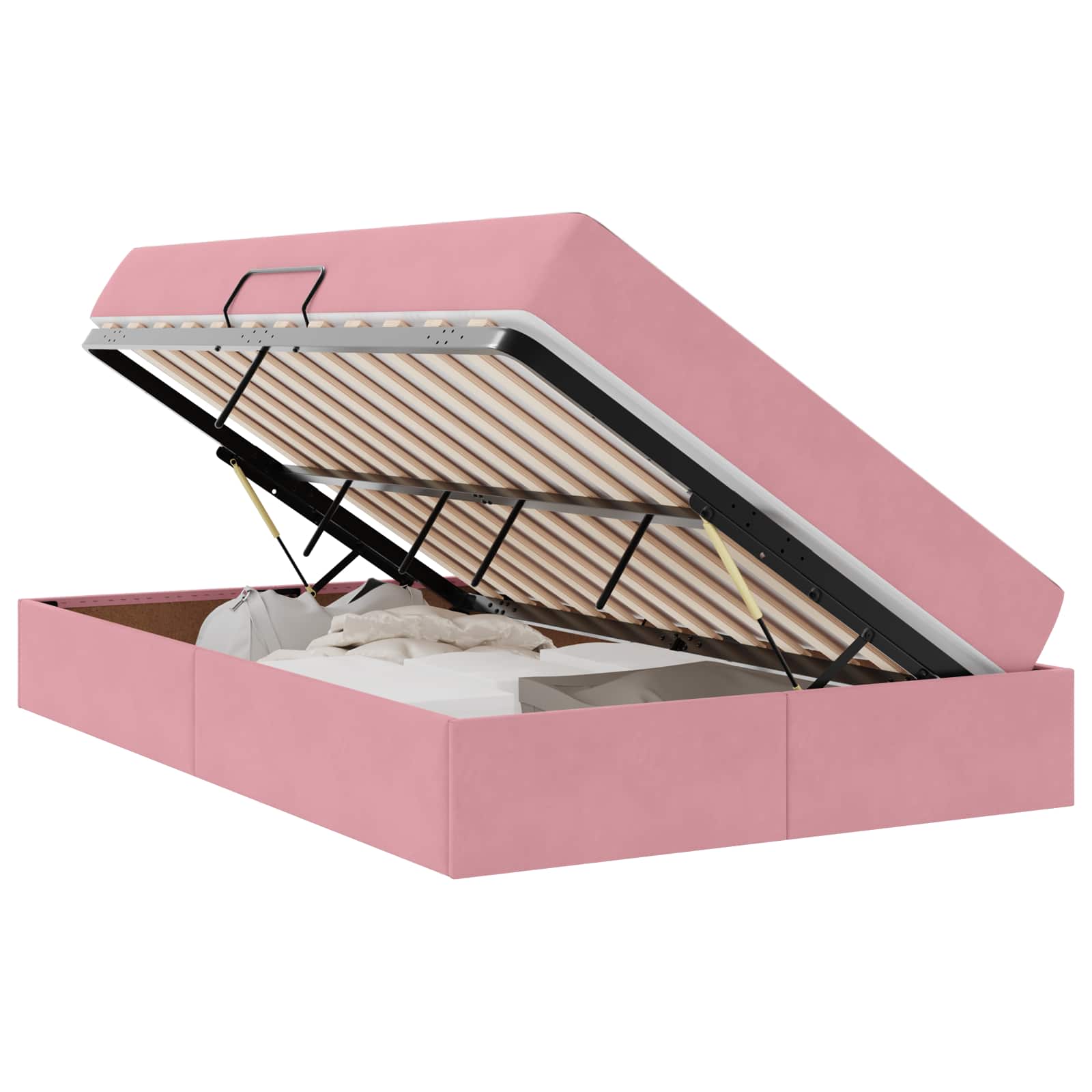 Opbergbed met matras met matras Roze 120 x 200 cm Fluweel
