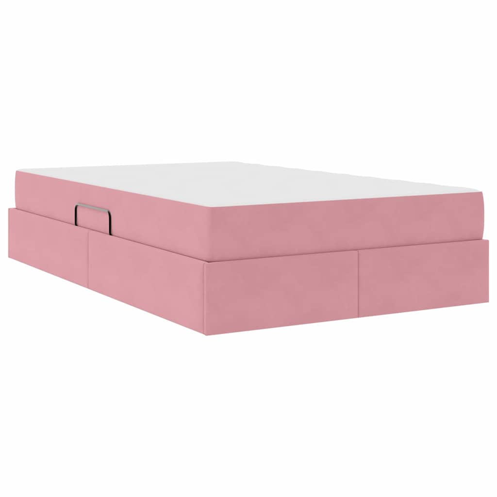 Opbergbed met matras met matras Roze 120 x 200 cm Fluweel