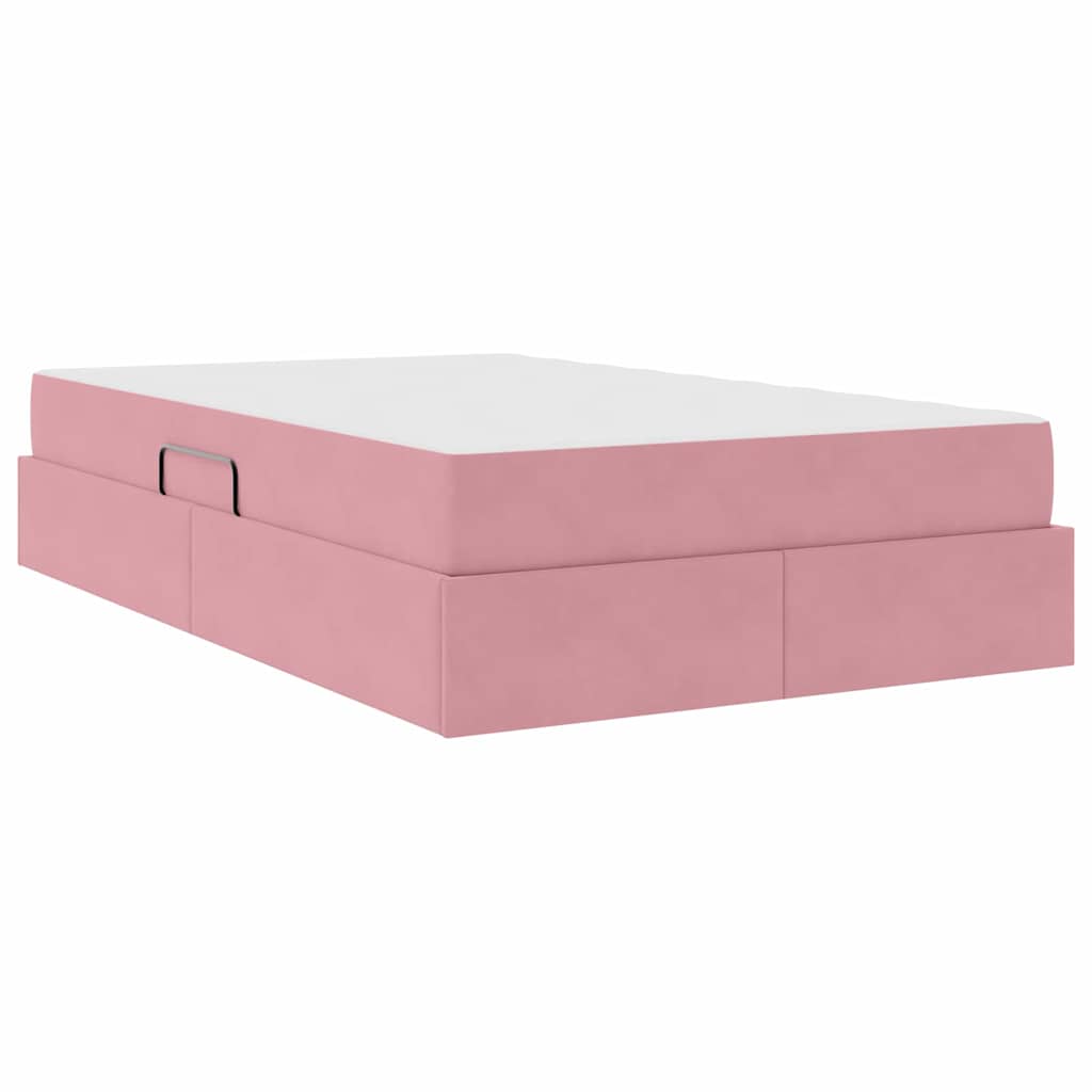Opbergbed met matras met matras Roze 120 x 200 cm Fluweel