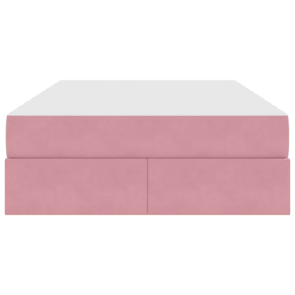 Opbergbed met matras met matras Roze 120 x 200 cm Fluweel
