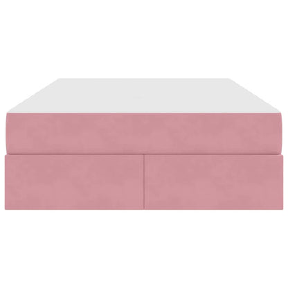 Opbergbed met matras met matras Roze 120 x 200 cm Fluweel