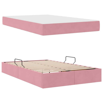 Opbergbed met matras met matras Roze 120 x 200 cm Fluweel