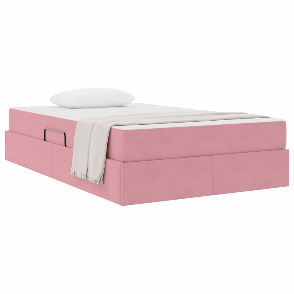 Opbergbed met matras met matras Roze 120 x 200 cm Fluweel