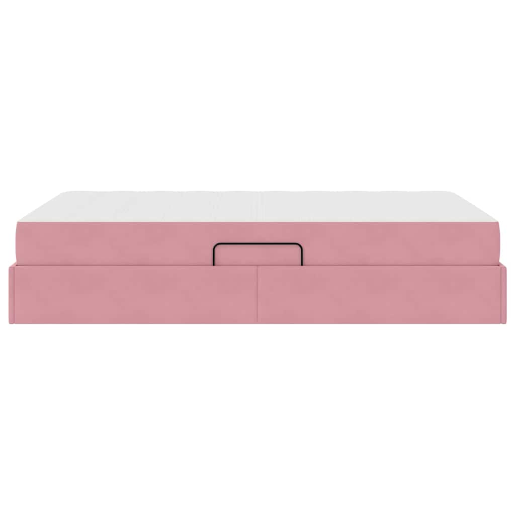 Opbergbed met matras met matras Roze 120 x 200 cm Fluweel