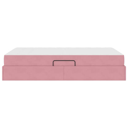 Opbergbed met matras met matras Roze 120 x 200 cm Fluweel