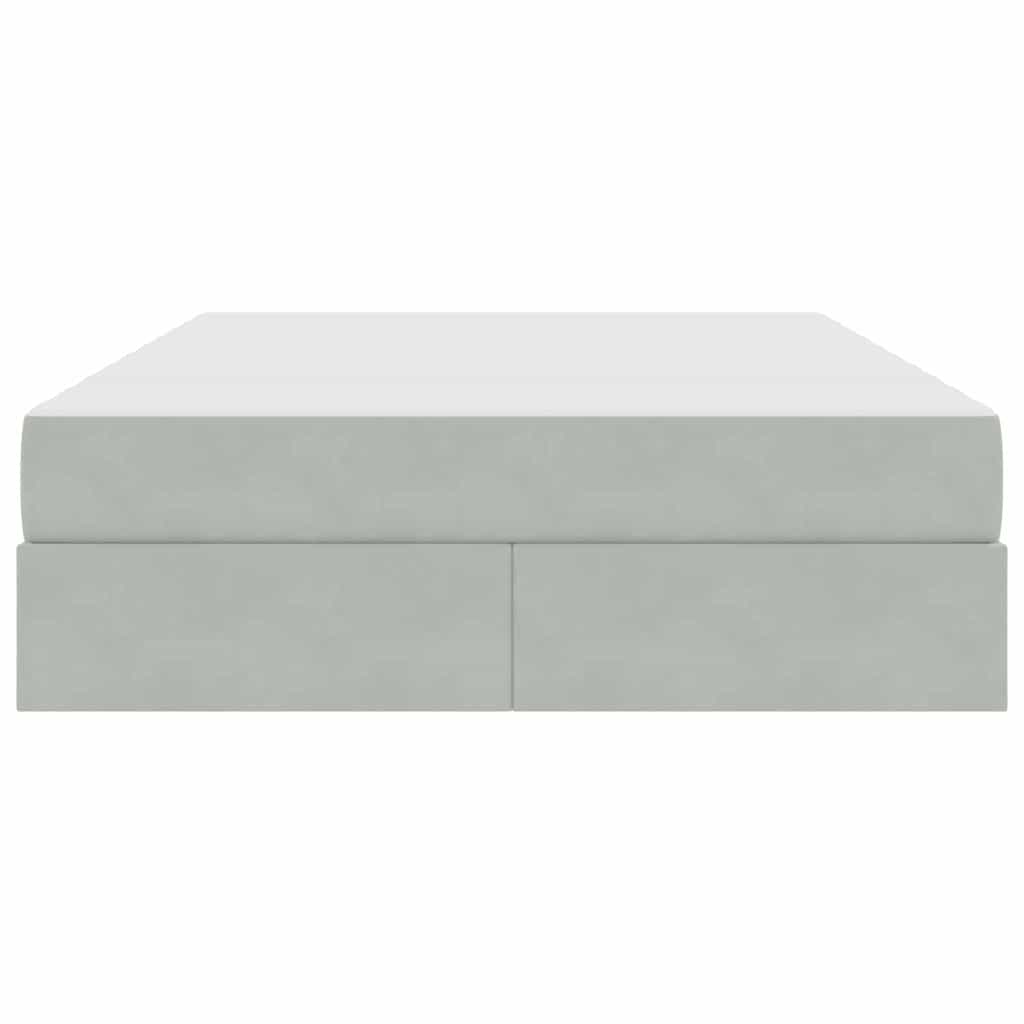 Opbergbed met matras met matras Lichtgrijs 140 x 190 cm Fluweel