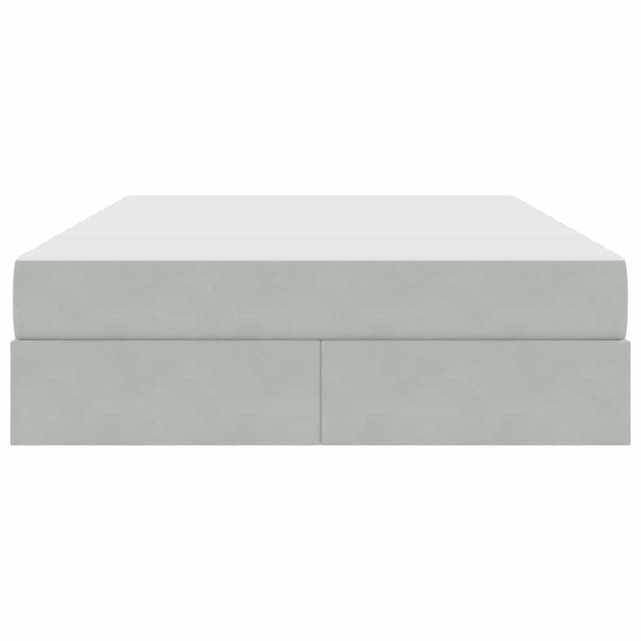 Opbergbed met matras met matras Lichtgrijs 140 x 190 cm Fluweel