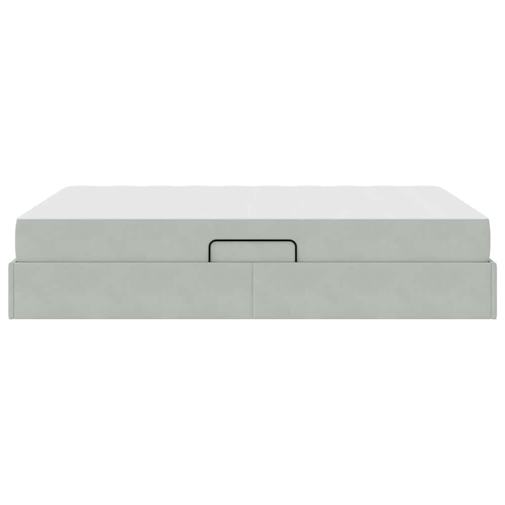 Opbergbed met matras met matras Lichtgrijs 140 x 190 cm Fluweel