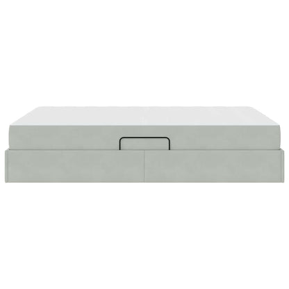 Opbergbed met matras met matras Lichtgrijs 140 x 190 cm Fluweel