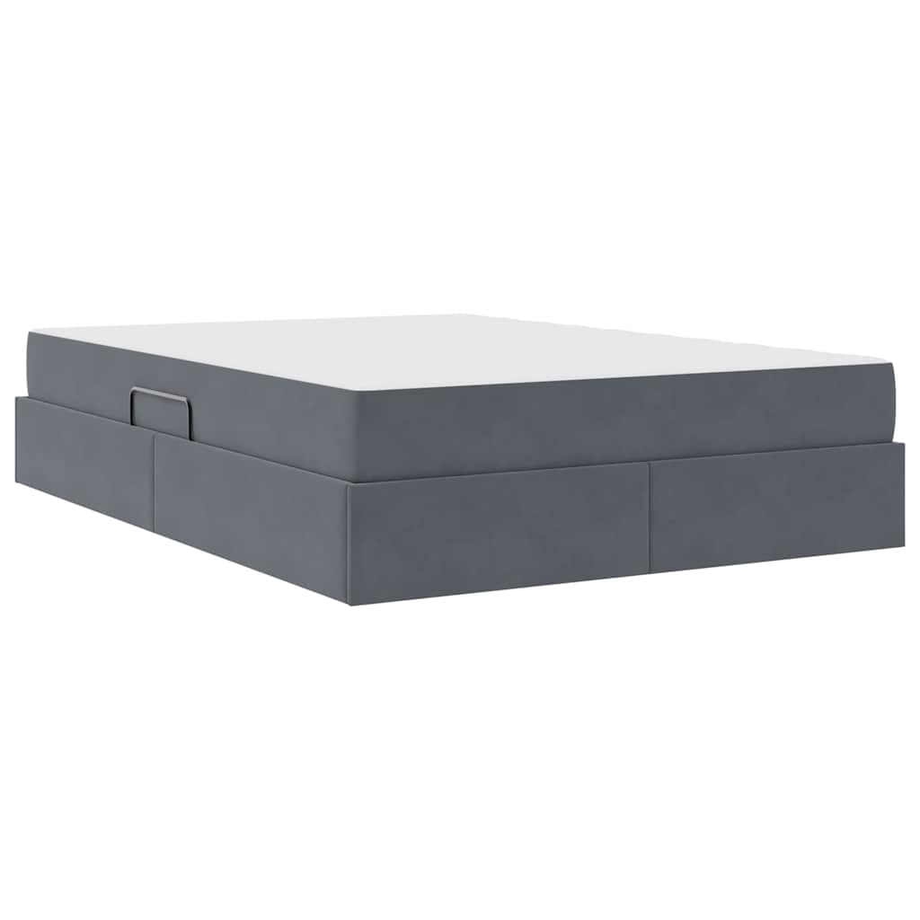 Opbergbed met matras Donkergrijs 140 x 190 cm Fluweel