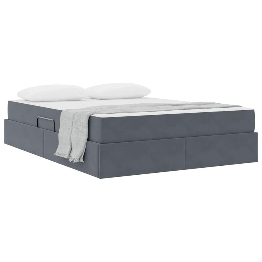 Opbergbed met matras Donkergrijs 140 x 190 cm Fluweel