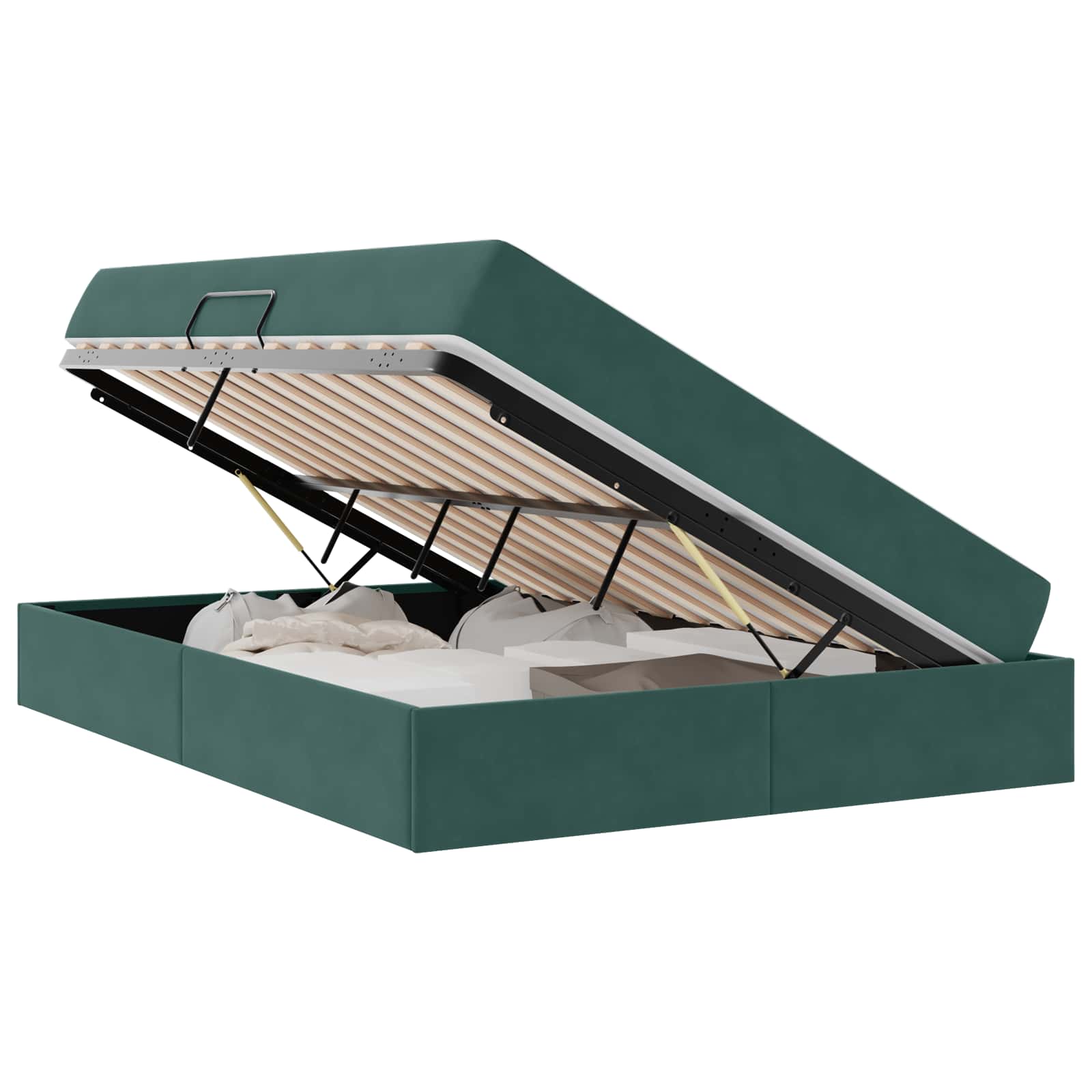 Opbergbed met matras Donkergroen 140 x 190 cm Fluweel