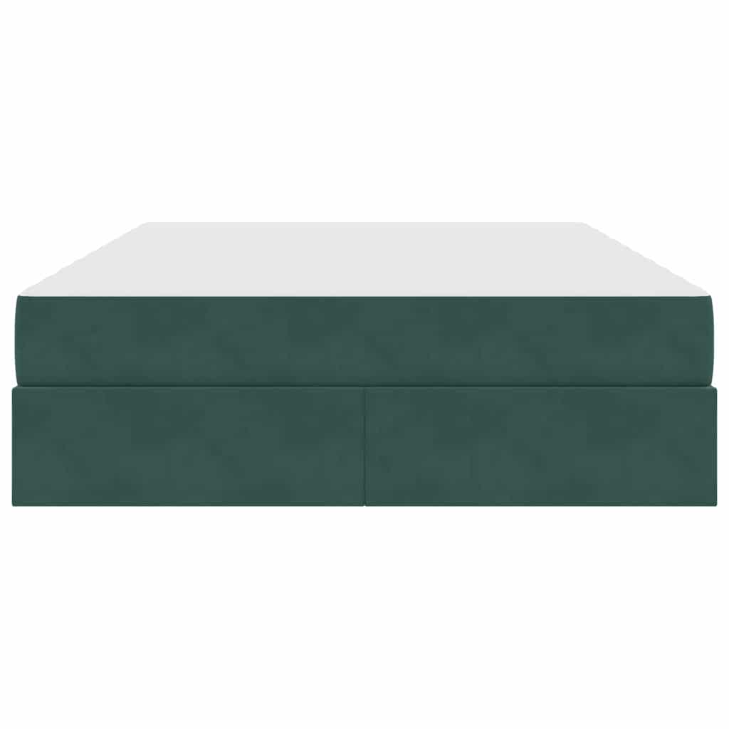 Opbergbed met matras Donkergroen 140 x 190 cm Fluweel