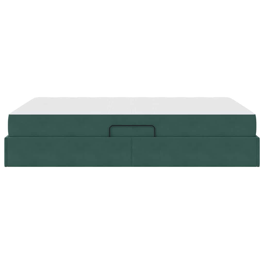 Opbergbed met matras Donkergroen 140 x 190 cm Fluweel