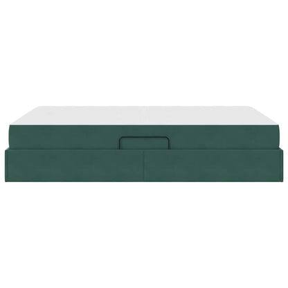 Opbergbed met matras Donkergroen 140 x 190 cm Fluweel