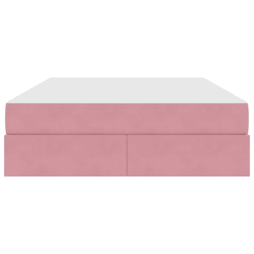 Opbergbed met matras met matras Roze 140 x 190 cm Fluweel