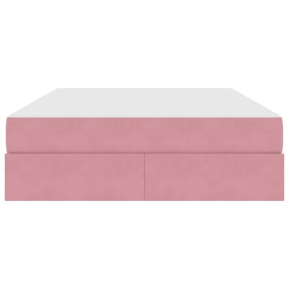 Opbergbed met matras met matras Roze 140 x 190 cm Fluweel