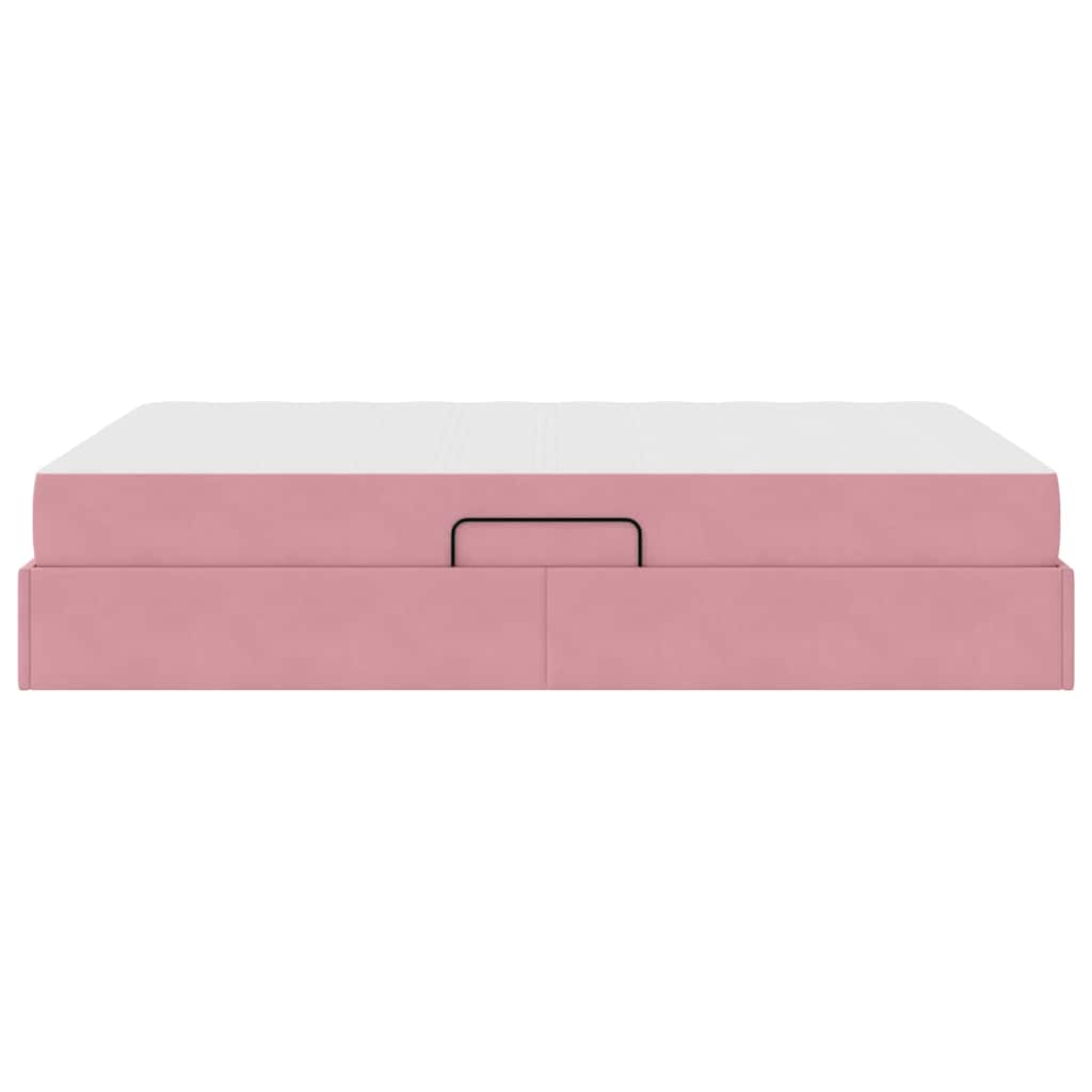 Opbergbed met matras met matras Roze 140 x 190 cm Fluweel