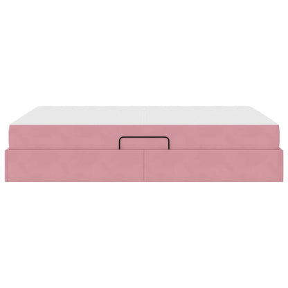 Opbergbed met matras met matras Roze 140 x 190 cm Fluweel