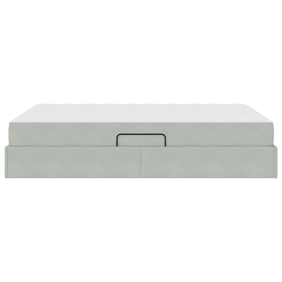 Opbergbed met matras met matras Lichtgrijs 140 x 200 cm Fluweel