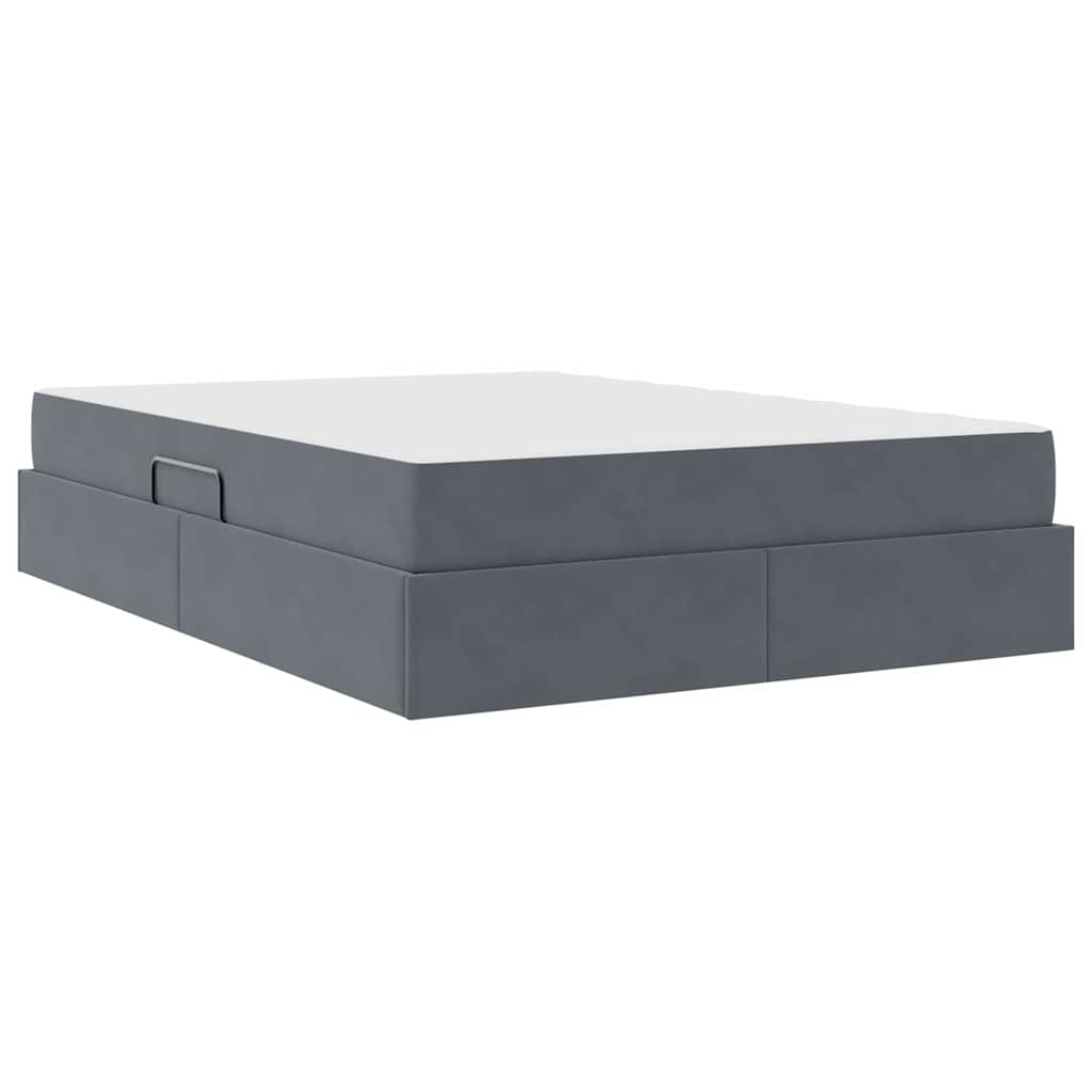 Opbergbed met matras Donkergrijs 140 x 200 cm Fluweel