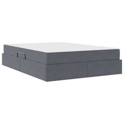 Opbergbed met matras Donkergrijs 140 x 200 cm Fluweel