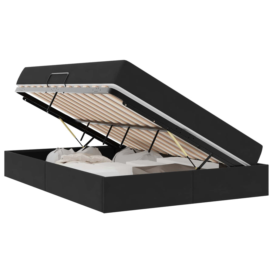 Opbergbed met matras met matras Zwart 140 x 200 cm Fluweel