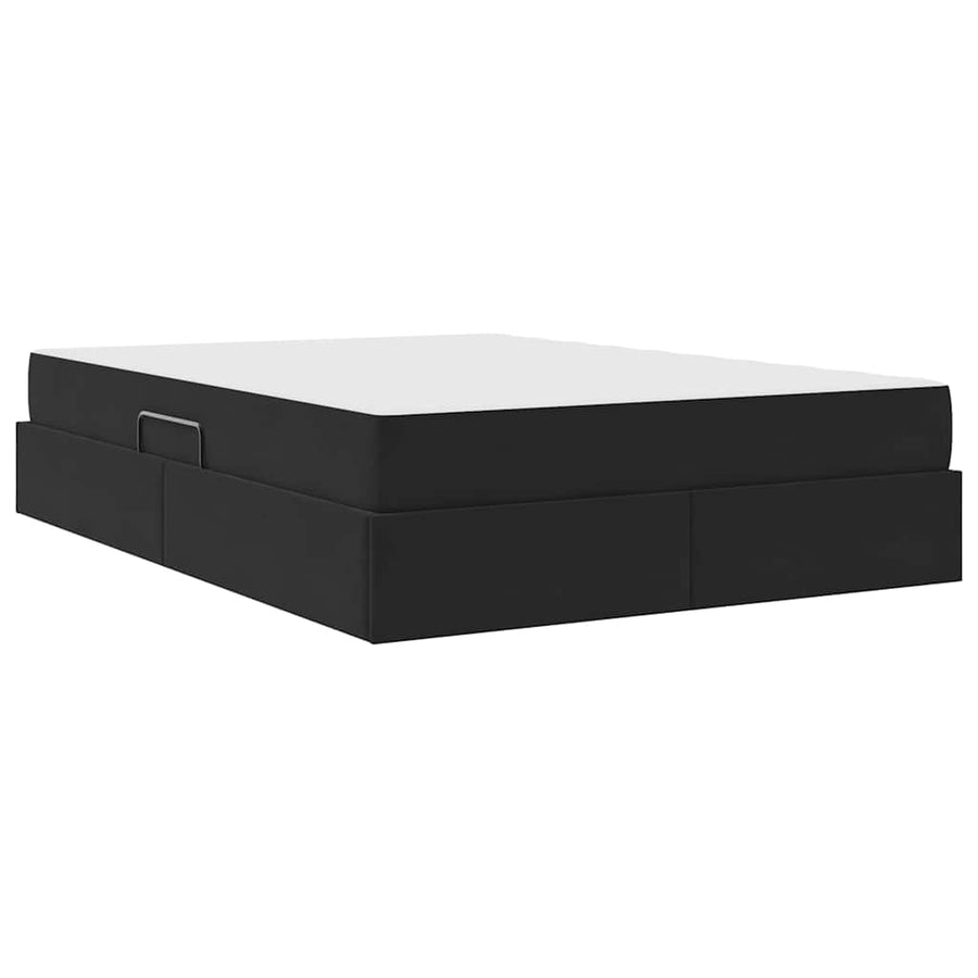 Opbergbed met matras met matras Zwart 140 x 200 cm Fluweel