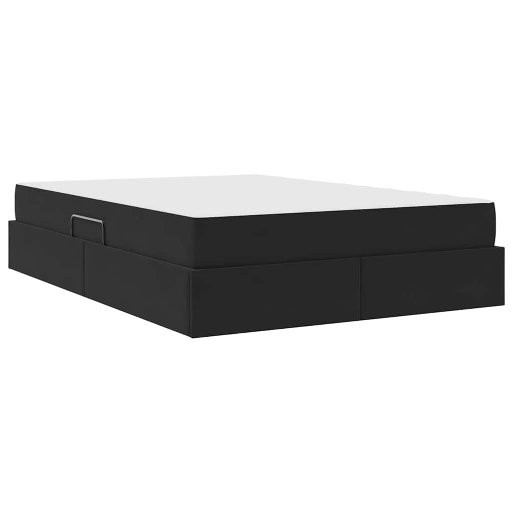 Opbergbed met matras met matras Zwart 140 x 200 cm Fluweel
