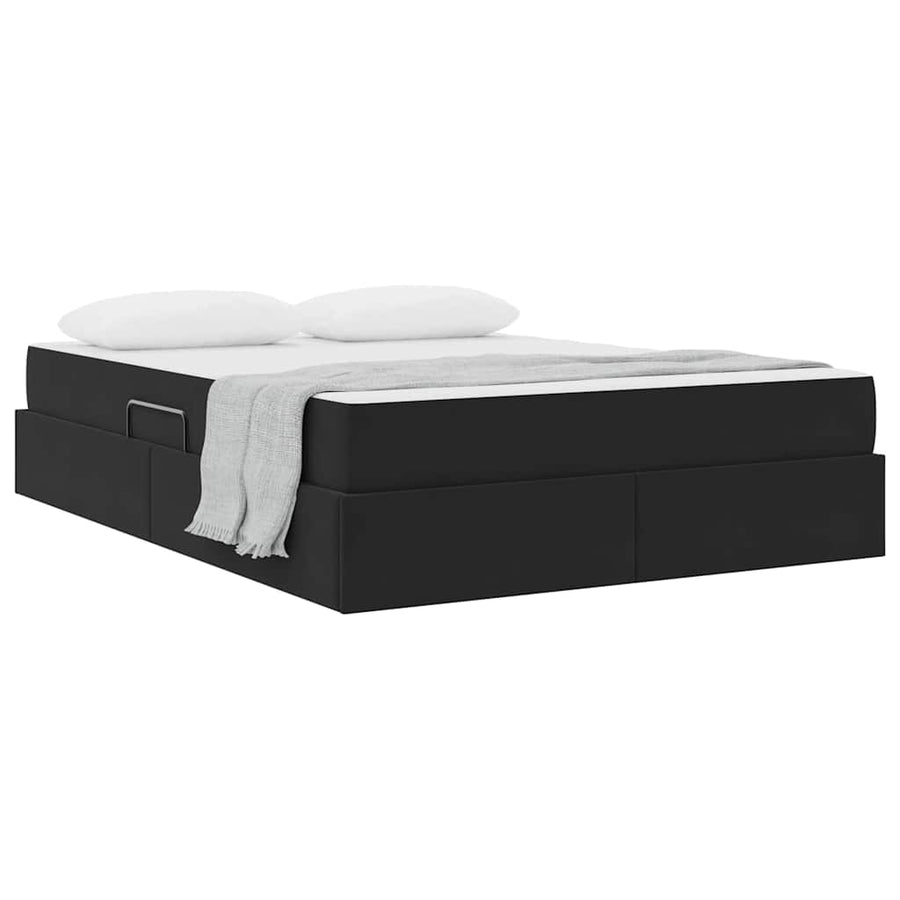 Opbergbed met matras met matras Zwart 140 x 200 cm Fluweel
