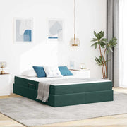 Opbergbed 140x200 cm donkergroen fluweel met matras