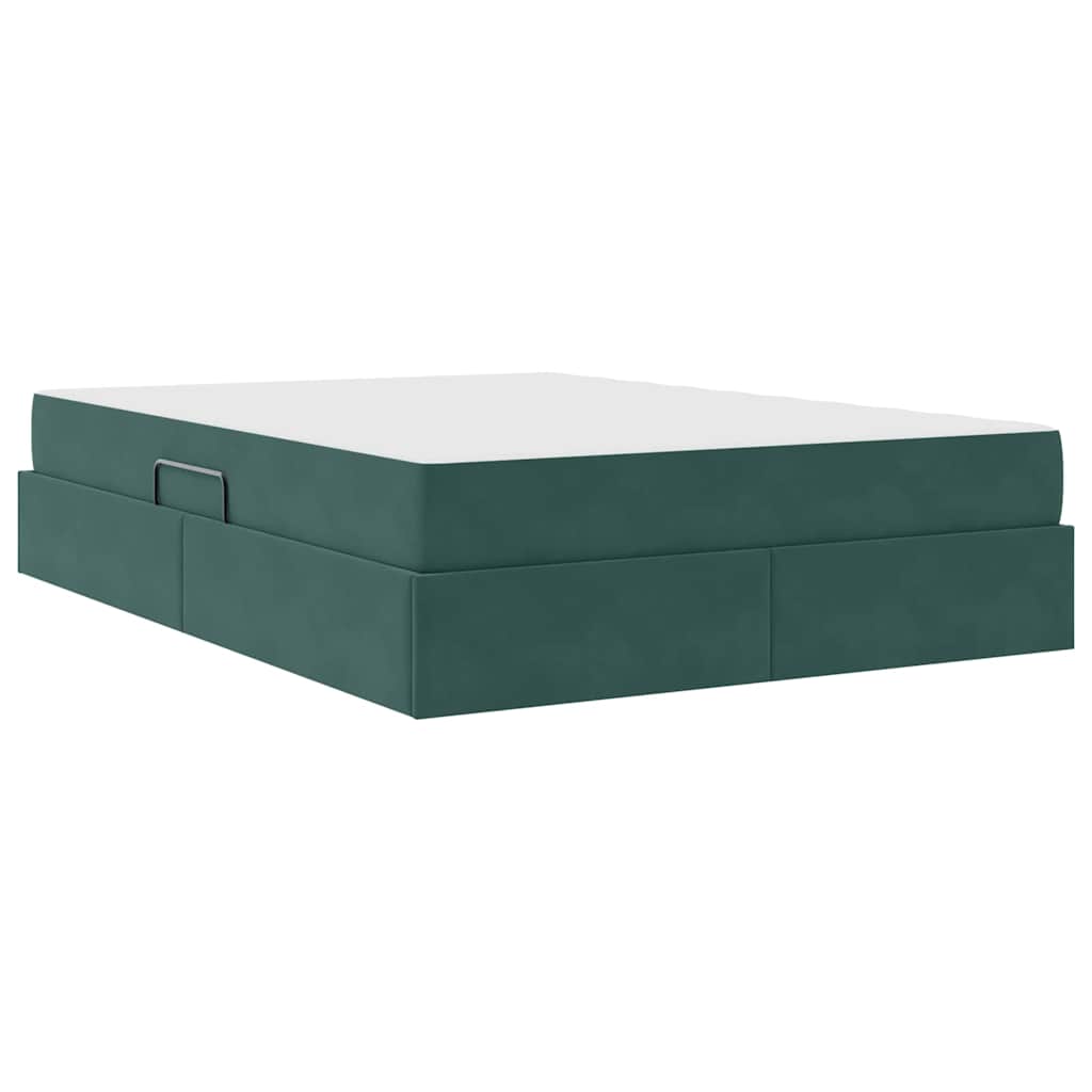 Opbergbed met matras Donkergroen 140 x 200 cm Fluweel
