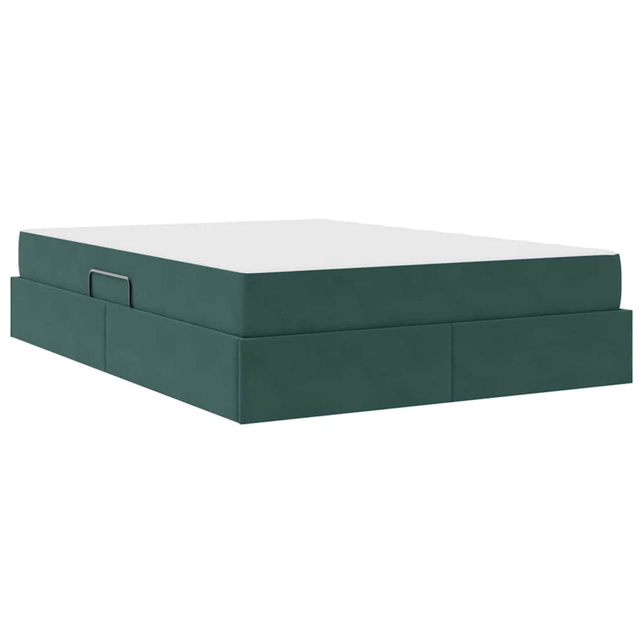 Opbergbed met matras Donkergroen 140 x 200 cm Fluweel
