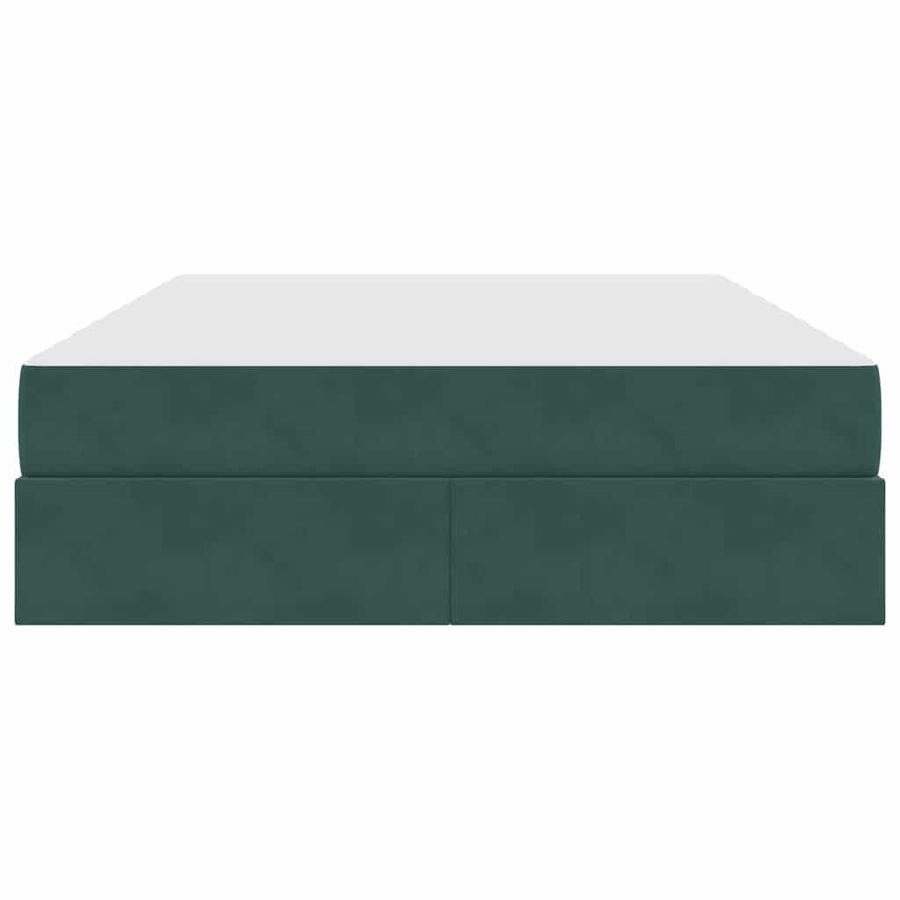 Opbergbed met matras Donkergroen 140 x 200 cm Fluweel