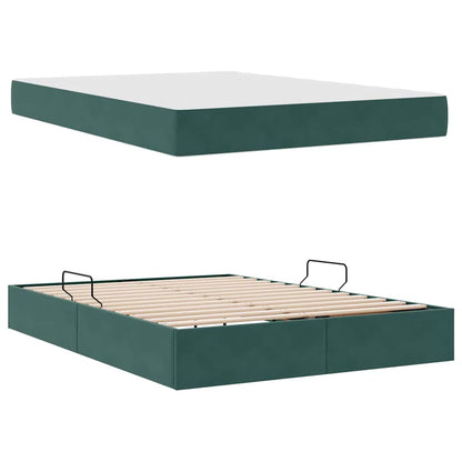 Opbergbed met matras Donkergroen 140 x 200 cm Fluweel