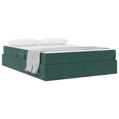 Opbergbed met matras Donkergroen 140 x 200 cm Fluweel