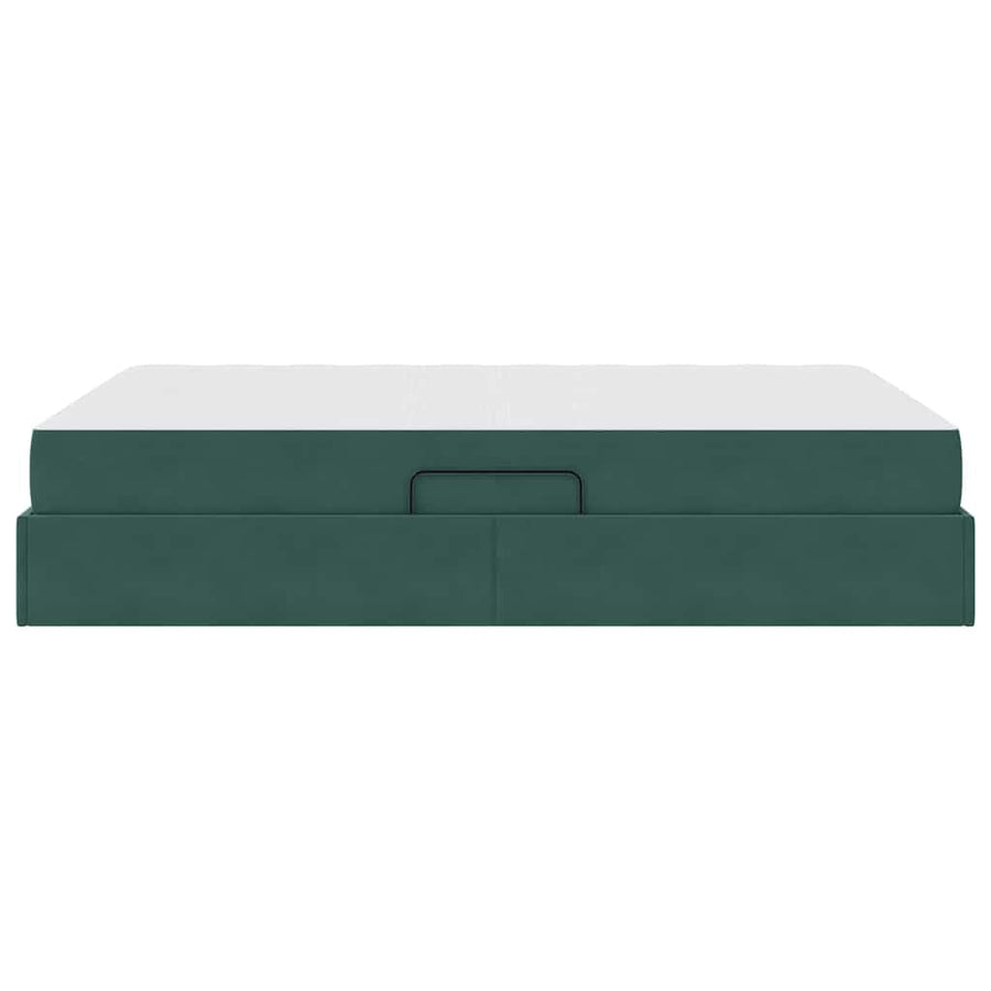 Opbergbed met matras Donkergroen 140 x 200 cm Fluweel