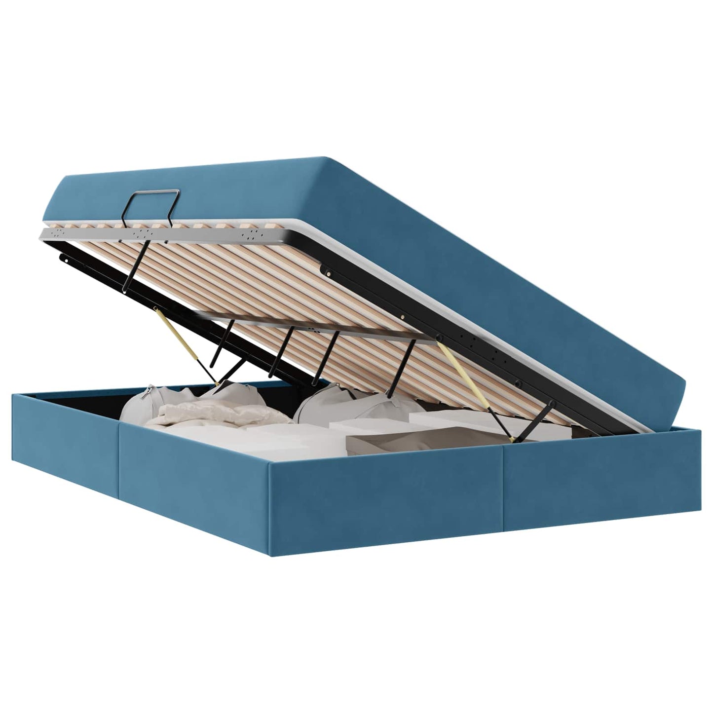 Opbergbed met matras Donkerblauw 140 x 200 cm Fluweel