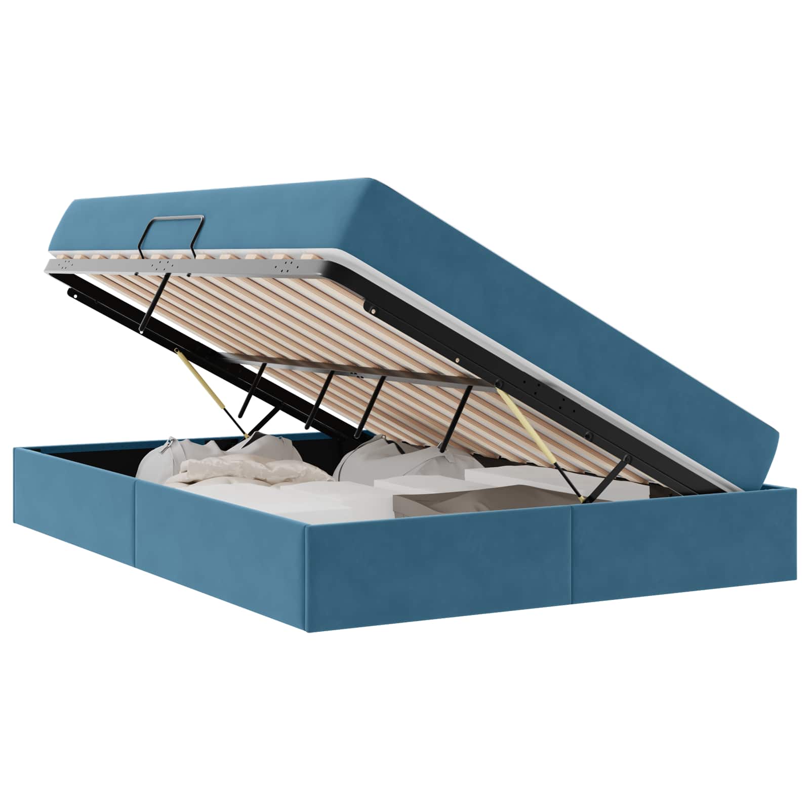 Opbergbed met matras Donkerblauw 140 x 200 cm Fluweel