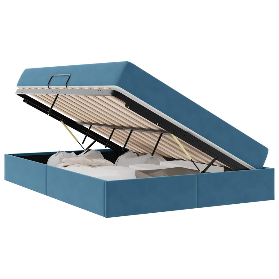 Opbergbed met matras Donkerblauw 140 x 200 cm Fluweel