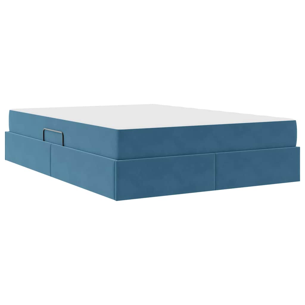 Opbergbed met matras Donkerblauw 140 x 200 cm Fluweel